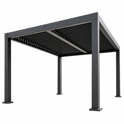 Outdoor Pergola Built for All Weather, Adjustable Louvered Roof, Reinforced Aluminum Frame, Integrated Drainage