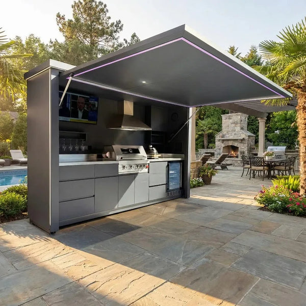 Outdoor Kitchen Pod Built for Luxury Spaces, 304 Stainless Steel, Modular Design, Lacquered Finish