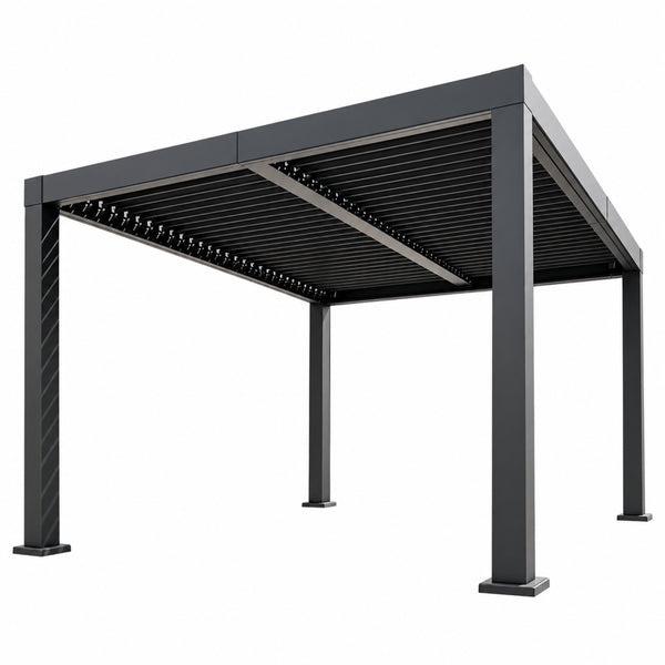 Outdoor Pergola Built for All Weather, Adjustable Louvered Roof, Reinforced Aluminum Frame, Integrated Drainage