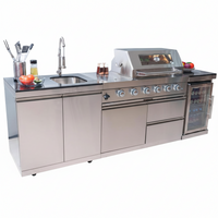 Outdoor Kitchen Island Built for Complete Backyard Cooking, 72000 BTU 4-Burner Grill, Stainless Steel, 98 Inch