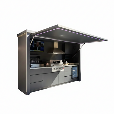 Outdoor Kitchen Pod Built for Luxury Spaces, 304 Stainless Steel, Modular Design, Lacquered Finish