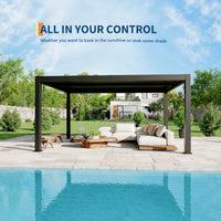 Outdoor Pergola Built for All Weather, Adjustable Louvered Roof, Reinforced Aluminum Frame, Integrated Drainage